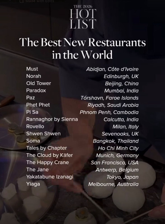 The 2026 Hot List — The Best New Restaurants in the World